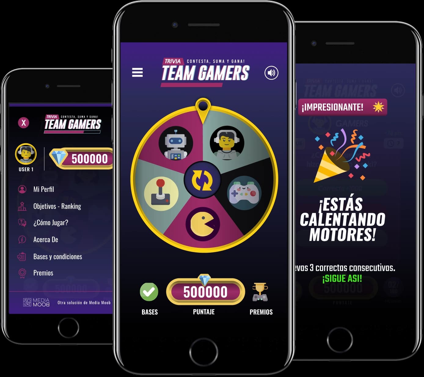 Trivia mockups on phones